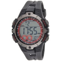 Marathon by Timex 남성용 T5K423 디지털 풀 사이즈 블랙/건메탈 그레이/레드 레진 스트랩 시계