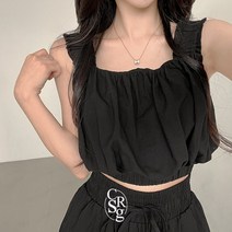 크림슈가 / 허리잘록핏 프릴 밴딩 나시 와이드팬츠 SET