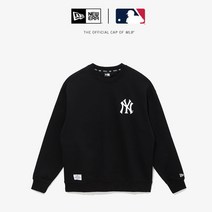 뉴에라 13338671 MLB 그리드 로고 뉴욕 양키스 맨투맨 블랙, 없음