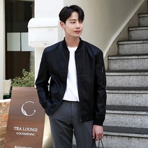 붐스타일 보머 미니멀 스탠다드 레더 자켓