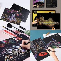 퀵도매 스크래치북 나이트뷰 컬러링북 스크래치보드 컬러링북세트 스크래치페이퍼 직장인취미생활, 1)스크래치북(나이트뷰) (A-08)이스탄불 열기구