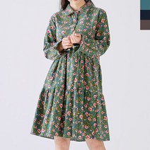 유니아워 여자 플라워 패턴 꽃무늬 카라 원피스 데일리 웨어 의류 복 옷 3W93526D