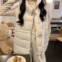 스타일아유 여성 두꺼운 겨울 패딩조끼 버클 빅사이즈 캐주얼 오버핏 베스트 패딩조끼