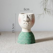 다육이 선인장 식물 대형 콘크리트 화분 식물 인테리어 사람 모양 특이한 화분 세트 인박카, 초록_대형