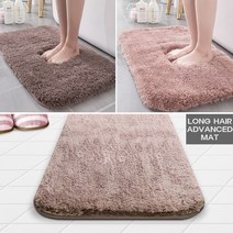 프리미엄 장모 매트 폭신 극세사 주방 화장실 현관 입구 다용도 깔개 발매트 발판, 핑크