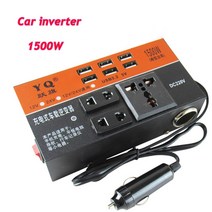 자동차 인버터 캠핑 전기 전원 1500W 피크 DC 12V To V 컨버터 여행 6 USB 전자 액세서리