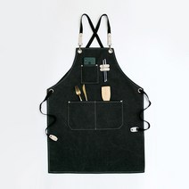 오넬라 가죽 캔버스 앞치마, 블랙