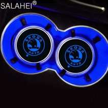 LED 컵 받침 홀더 자동차 라이트 컵홀더 하단 패드 코스터 주변 Skoda Fabia 1 2 Octavia A5 A7 RS Superb Rapid Yeti Karoq Vision, For Skoda