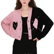 구블리 블랙&핑크 반반 러브캣츠 가디건