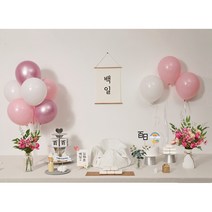 [판매상품] 셀프돌잔치 백일잔치 생일풍선 풍선스탠드 엄마표상차림 소품, 17.분홍벌룬-핑크부케
