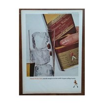 1966 조니 워커 레드 라벨 Scotch 3 Ice Cubes In Glass Photo 빈티지 Print Ad