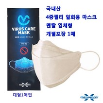 메가톤케어 국내산 4중필터 일회용마스크 입체형 덴탈마스크 개별포장, 1개, 1개
