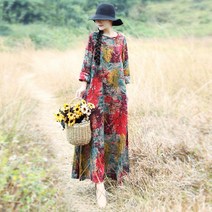 Happy shopping 여성 원피스 박스 롱 면 마 린넨 냉장고 여름 JU29