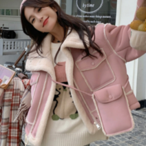 뽀글이 자켓 숏 무스탕 양털 크롭 자켓 에코퍼 여성 겨울 아우터 세트
