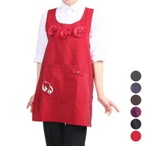 DAE91 시장 가게 미싱 꽃장식 포인트 원피스 앞치마, DAE91 펄보라M
