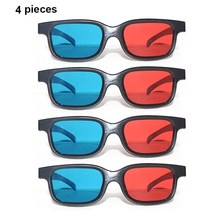 유니버설 블랙 프레임 레드 블루 시안 입체 3D 안경 0.2mm 저렴한 LED 프로젝터 영화 게임 DVD, 02 4 pcs