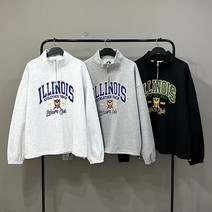 맨스토리 남자 일리노이 레터링 이중지 반집업 스트링 아노락 맨투맨