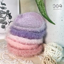 364days [5개set] 레드오렌지set 핸드메이드 수세미 파스텔톤 무지개 원형 한겹 수세미 답례품 집들이선물 수세미세트, 핑크퍼플set 총 5개(개별포장), 고리x