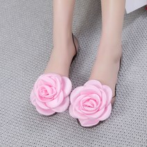 ZZJJC 샌들녀 플랫 토오픈 투명플라스틱 플라워 여성화 젤리 슈즈 플라워 슈즈