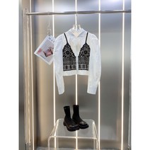 블라우스 셔츠 여성 조끼 모양 2022 오피스 정장 연예인 세트 흰색 검정색 생일선물