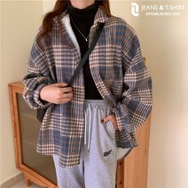 제이앤티 배색 모직 체크 셔츠