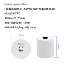 카드단말기용지 1롤 80*80 POS 기계 실제 직경 73mm 80x73mm 감열지 금전 등록기 영수증 프린터 용지, 한개옵션0