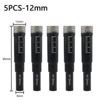 마블 컷팅기 멀티 판넬 절단기 원형 핸들 드라이 브레이징 구멍 톱 개 도자기 타일 대리석 유리 세라믹 드릴 비트, 5pcs 12mm