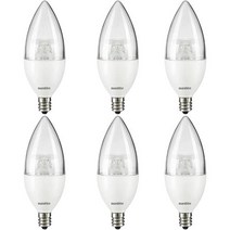 선라이트 80787 B11 반투명 토피도 팁 샹들리에 전구 7와트60W 등가 500루멘 촛대 E12 베이스 밝기 조절 가능 에너지 스타 및 ETL 인증 4000K 쿨 화이트, 2700k 온난한 백색, 6개(1팩), 60w 상당 - 클리어