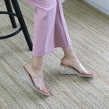 홍대언니 여성 투명 웨지힐 뮬슬리퍼 CA21B1714 (6cm)