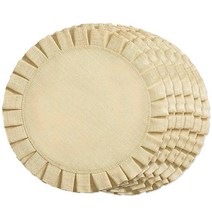 FunWheat 종이 원형 브레이드 플레이스 매트 6개 세트 식탁용 38.1cm(15인치) 내열성 테이블 매트 농가 우븐 원단 자연스러운 플레이스 매트 태슬 포함(화이트), 6 pcs, E Beige Ruffled