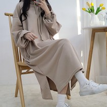 [간절기 기모]벌룬후드롱원피스