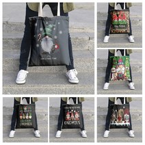 여성용 캔버스 숄더백 조직 보관 핸드백 화장품 여행 가방 크리스마스 축하 인쇄 쇼핑백