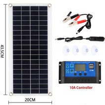 태양광셀 필름 패널 모듈 300W 태양 전지 패널 키트 60A 컨트롤러와 듀얼 USB 출력 12V 자동차 요트에 대, 02 10A set