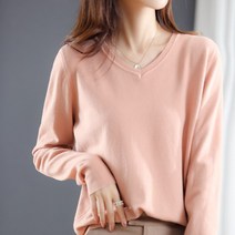 스웨터니트이너셔츠 가을 여성 브이넥 긴팔 양털 울 이너티셔츠 와이드 루즈핏 캐시미어스웨터 숏 풀오버 후드 2745067099