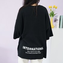 빅걸스토리 여성 빅사이즈 박스핏 레터링 옆트임 반팔 티셔츠