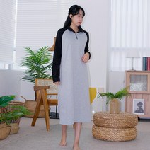 아로하스타일 면 쭈리 반집업넥 롱 원피스 OPS2104 홈웨어 데일리룩