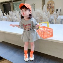 여자 여름 정장 2020 새로운 여름 베이비 네트 그레이트 레드 어린이 의류 세련된 트렌디 한 서양 소녀 2- 피스 세트