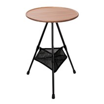 카모캠프 캠핑 원형 사이드 테이블, 우드테이블+메쉬포켓