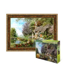 퍼즐피플 호숫가 작은집 2000피스 풍경 직소퍼즐, 액자포함(엔틱골드), 2000p