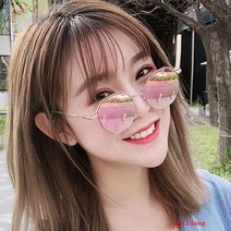 puildaug 선글라스 여성 둥근 얼굴 선글라스 작은 얼굴 디스코 큰 얼굴 슬림 안경