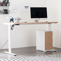 아씨방 아씨방가구 심플 전동식 높이조절책상+서랍장 140cm, 책상+서랍장 화이트