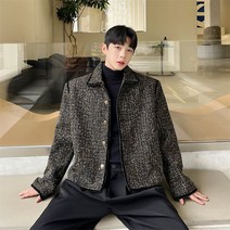남자 트위드자켓 봄 가을 카라넥 숏자켓