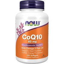나우 NOW 코엔자임 코큐텐 CoQ10 오메가3 피쉬 오일 60mg 120소프트젤, 1팩 120소프트젤