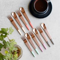 로즈골드 티스푼 포크 택1 티타임 간식 고급스러운티스푼 주방용품 예쁜티스푼 수저, 티스푼(퍼플), 티스푼(퍼플)