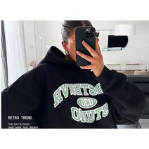 해외 수입 후드티 380G 헤비 면 로고 프린트 나염 스트리트 캐주얼