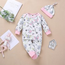 ZHTJY 만화 여아용 점프수트 롬퍼 신생아용 0 ~ 3 개월 아동복 유아 의류