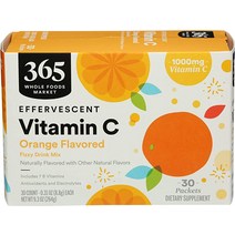 365 by Whole Foods Market 비타민 C 발포 음료 믹스 오렌지 0.31온스 30팩, [02] 0.3온스(30개들이 팩), [02] 주황색