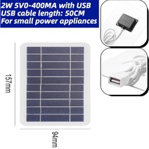 태양광패널 USB 태양열 충전기 패널 5V 2W 400mA 휴대용 전지 출력 야외 시스템 전화, 01 5V 2W