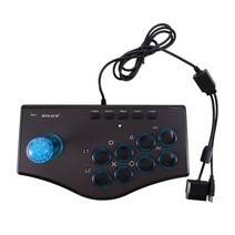 레트로 아케이드 게임 로커 컨트롤러 PS2 / PS3 / PC 용 USB 조이스틱 / Android 스마트 TV 내장 진동기 8 방향 조이스틱, 뱀 가죽 스타일, 검정