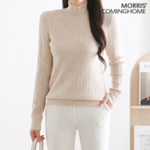 모리스커밍홈 모리스커밍홈 레이스 프릴넥 진주 포인트 골지 니트_M2301KN013A